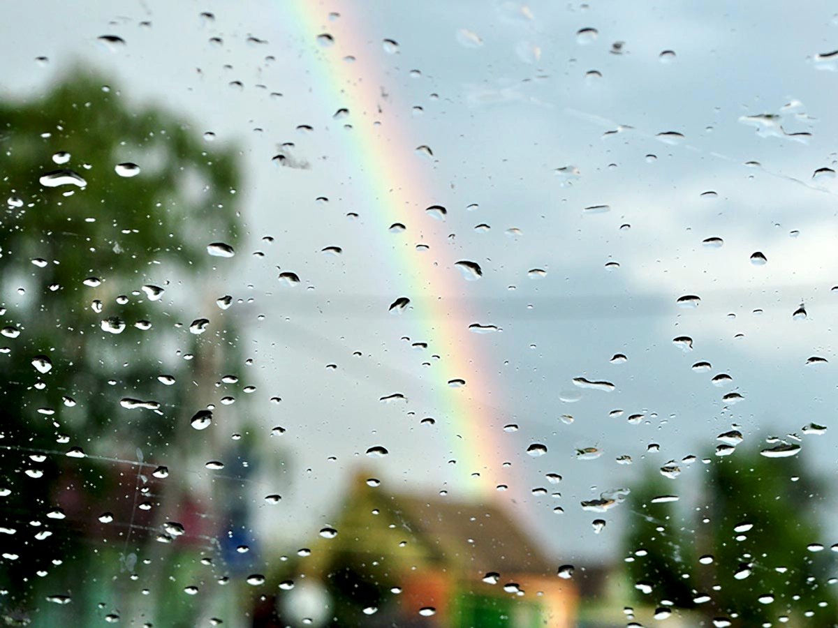 Rainbow and rain.
